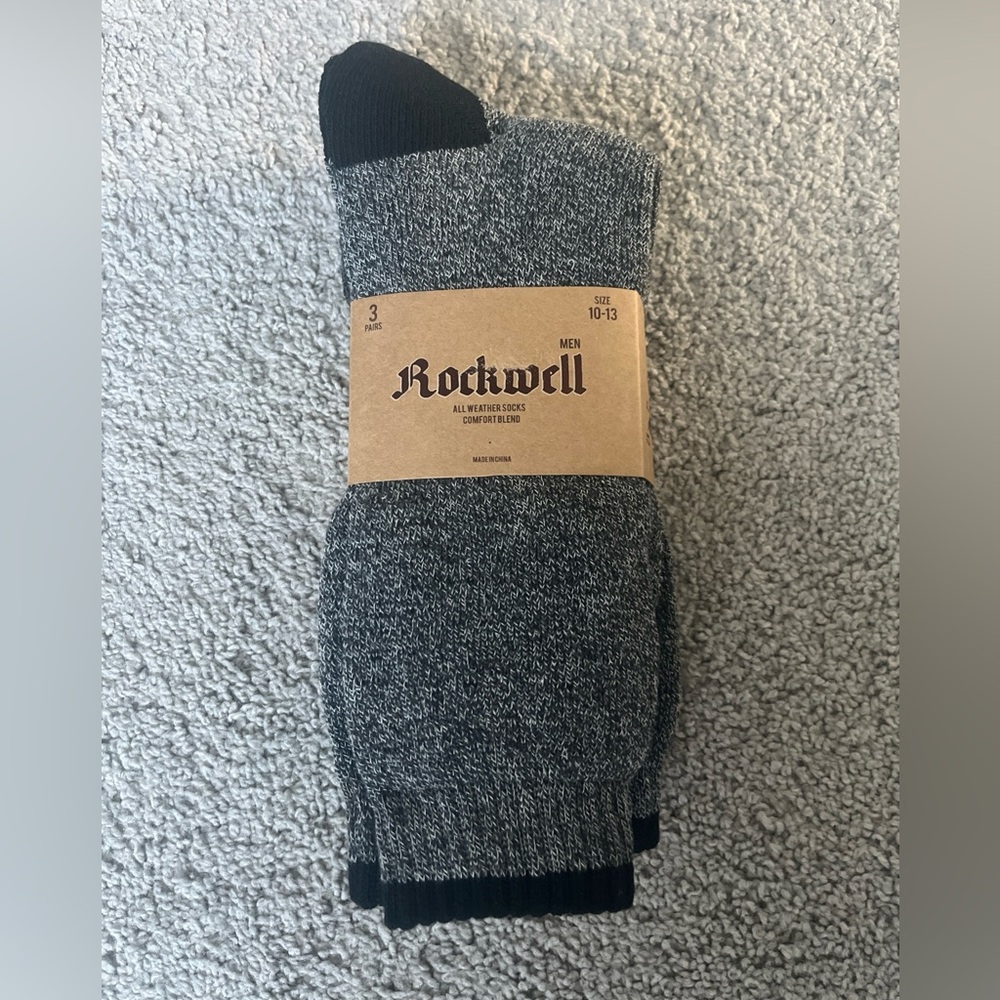Rockwell All Weather Socks Comfort Blend 3 Pairs Size 10-13 NEW